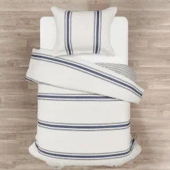 Duvets-Kirkland's Home Navy Farmhouse Stripe 2-Pc. Twin Xl Duvet Set Blue