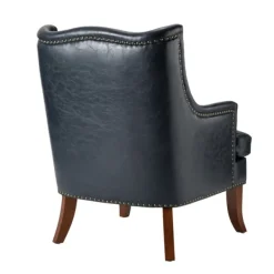 Accent Chairs-Kirkland's Home Navy Faux Leather Wingback Accent Chair Blue