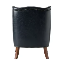 Accent Chairs-Kirkland's Home Navy Faux Leather Wingback Accent Chair Blue