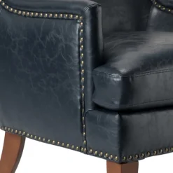 Accent Chairs-Kirkland's Home Navy Faux Leather Wingback Accent Chair Blue