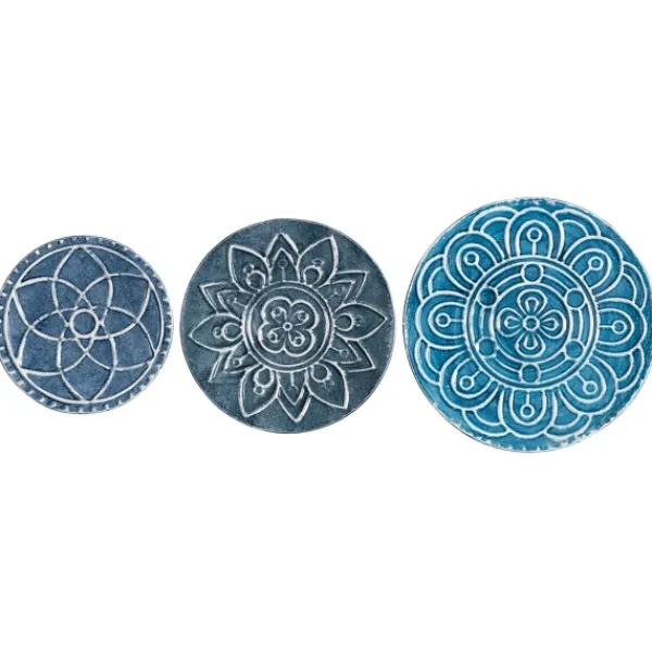 Wall Plaques-Kirkland's Home Navy Floral Metal Plate Wall Plaques, Set Of 3 Blue