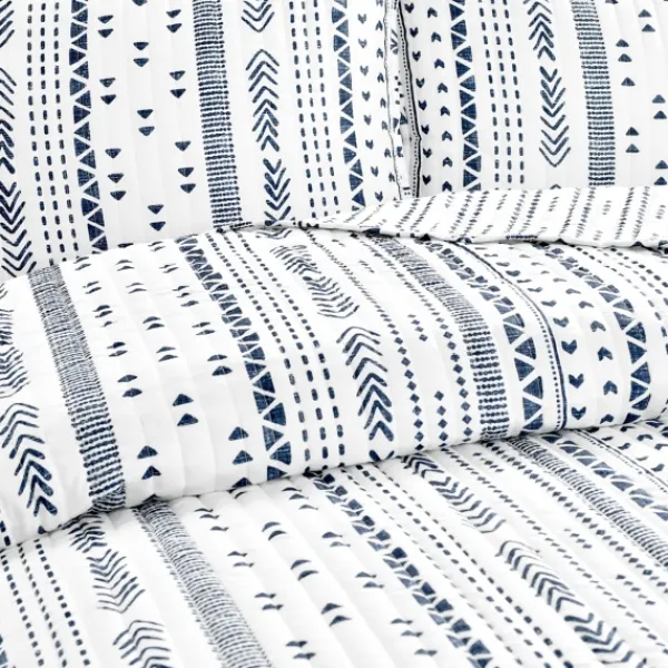 Quilts-Kirkland's Home Navy Geometric Full/Queen Reversible Quilt Set Blue/White