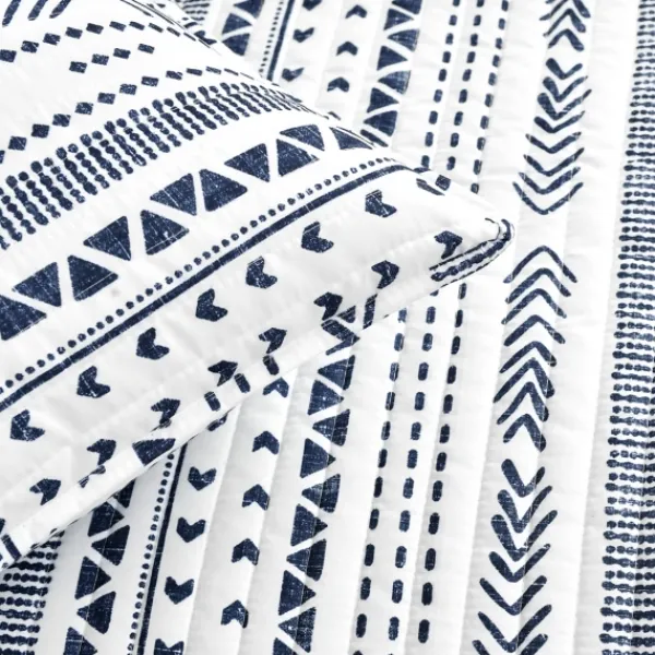 Quilts-Kirkland's Home Navy Geometric Full/Queen Reversible Quilt Set Blue/White