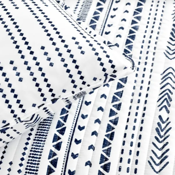 Quilts-Kirkland's Home Navy Geometric Full/Queen Reversible Quilt Set Blue/White