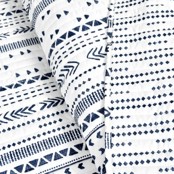 Quilts-Kirkland's Home Navy Geometric Full/Queen Reversible Quilt Set Blue/White
