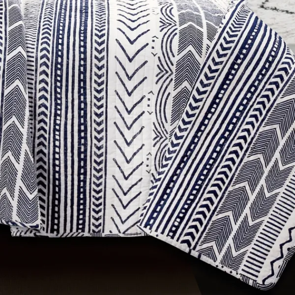 Quilts-Kirkland's Home Navy Geometric 3-Pc. King Quilt Set Blue/White