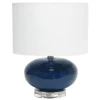 Table Lamps-Kirkland's Home Navy Glass Short Oval Table Lamp Blue