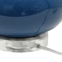Table Lamps-Kirkland's Home Navy Glass Short Oval Table Lamp Blue