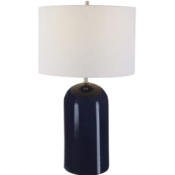 Table Lamps-Kirkland's Home Navy Glazed Ceramic Table Lamp White