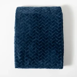Blankets & Throws-Kirkland's Home Navy Heavenly Herringbone Plush Throw Blue