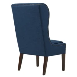 Dining Chairs-Kirkland's Home Navy High Wingback Nailhead Trim Dining Chair Blue