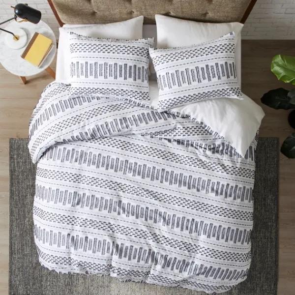 Comforters-Kirkland's Home Navy Jacquard California King 3-Pc. Comforter Set Ivory/Blue