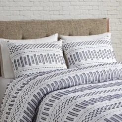 Comforters-Kirkland's Home Navy Jacquard California King 3-Pc. Comforter Set Ivory/Blue