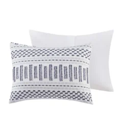 Comforters-Kirkland's Home Navy Jacquard California King 3-Pc. Comforter Set Ivory/Blue