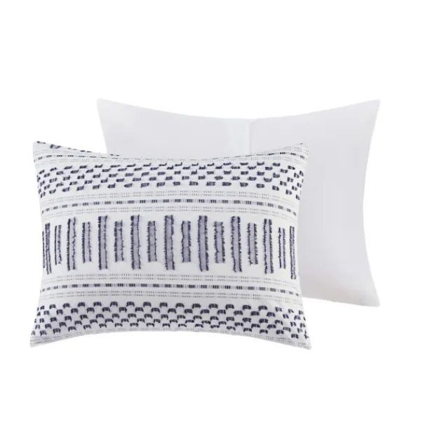 Comforters-Kirkland's Home Navy Jacquard California King 3-Pc. Comforter Set Ivory/Blue