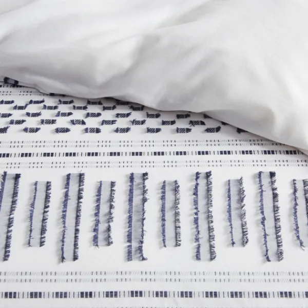 Comforters-Kirkland's Home Navy Jacquard California King 3-Pc. Comforter Set Ivory/Blue