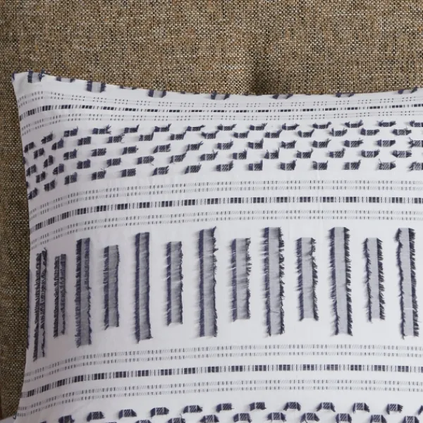 Comforters-Kirkland's Home Navy Jacquard California King 3-Pc. Comforter Set Ivory/Blue