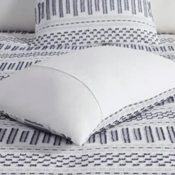 Comforters-Kirkland's Home Navy Jacquard California King 3-Pc. Comforter Set Ivory/Blue