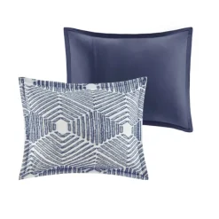 Comforters-Kirkland's Home Navy Jacquard 3-Pc. California King Comforter Set Blue/White