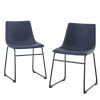 Dining Chairs-Kirkland's Home Navy Leather Industrial Dining Chairs, Set Of 2 Blue