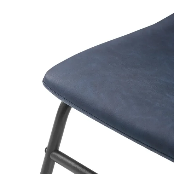 Dining Chairs-Kirkland's Home Navy Leather Industrial Dining Chairs, Set Of 2 Blue