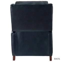 Accent Chairs-Kirkland's Home Navy Leather Nailhead Traditional Recliner Blue
