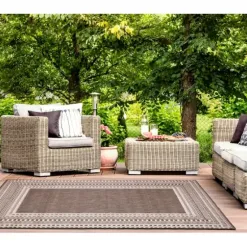 Outdoor Rugs-Kirkland's Home Navy Linear Macy Indoor/Outdoor Area Rug, 7X9 Blue