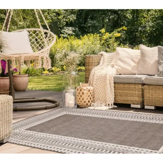 Outdoor Rugs-Kirkland's Home Navy Linear Macy Indoor/Outdoor Area Rug, 7X9 Blue