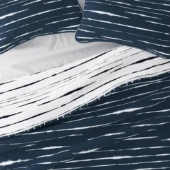 Quilts-Kirkland's Home Navy Linear Reversible 3-Pc. Queen Quilt Set Blue/White