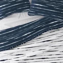 Quilts-Kirkland's Home Navy Linear Reversible 3-Pc. Queen Quilt Set Blue/White