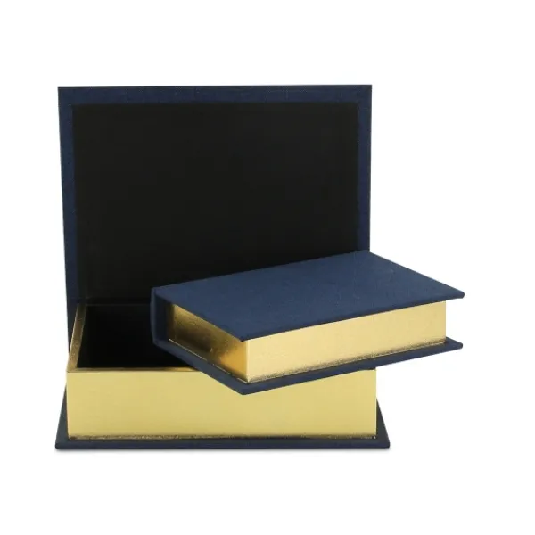 Baskets & Boxes-Kirkland's Home Navy Linen Book Boxes, Set Of 2 Blue