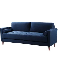 Sofas & Loveseats-Kirkland's Home Navy Lumbar Eucalyptus Sofa Blue