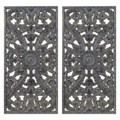 Wall Plaques-Kirkland's Home Navy Madison Park Floral Wall Plaques, Set Of 2 Blue