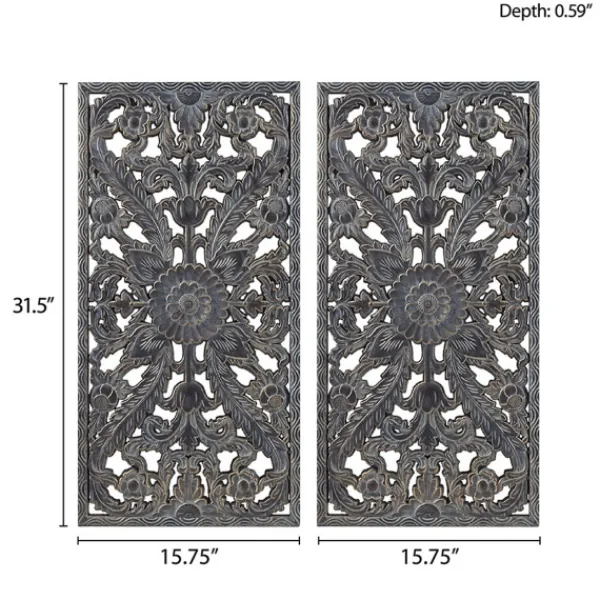 Wall Plaques-Kirkland's Home Navy Madison Park Floral Wall Plaques, Set Of 2 Blue