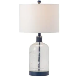 Table Lamps-Kirkland's Home Navy Metal And Glass Jar Table Lamp White