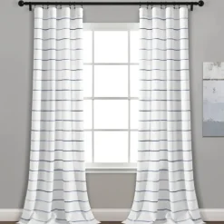 Curtains & Drapes-Kirkland's Home Navy Ombre Stripe Curtain Panel Set, 84 In. Blue/White