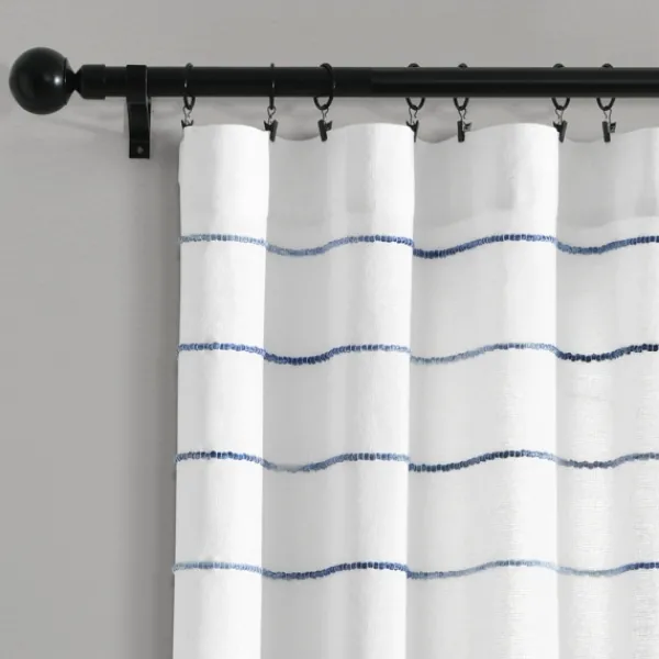 Curtains & Drapes-Kirkland's Home Navy Ombre Stripe Curtain Panel Set, 95 In. Blue/White
