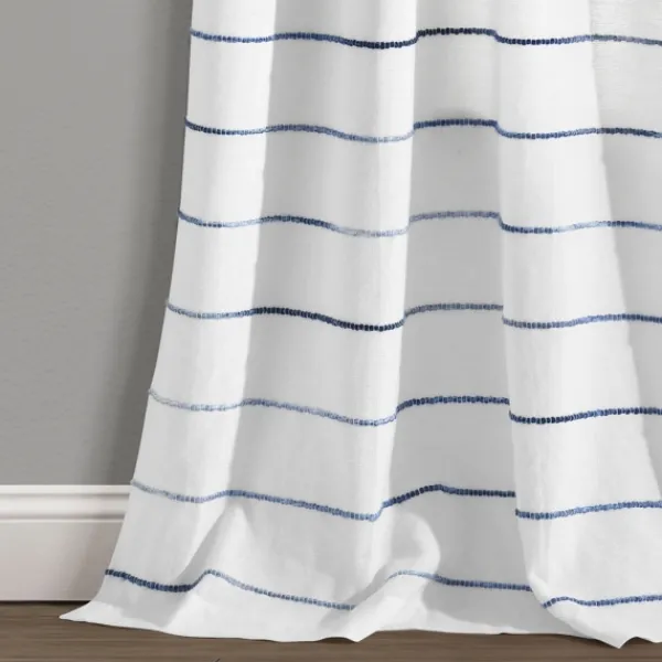 Curtains & Drapes-Kirkland's Home Navy Ombre Stripe Curtain Panel Set, 95 In. Blue/White