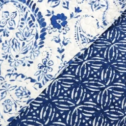 Quilts-Kirkland's Home Navy Paisley 3-Pc. Full/Queen Reversible Quilt Set Blue