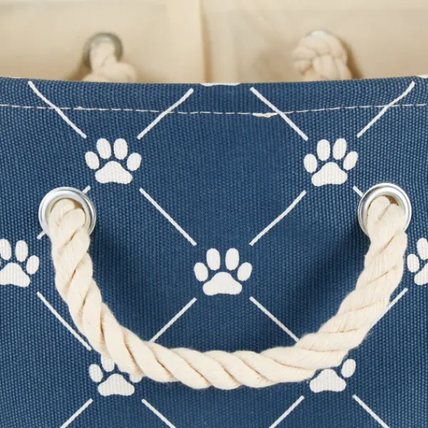 Baskets & Boxes-Kirkland's Home Navy Paw Trellis Rectangle Basket, 14 In. Blue