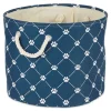 Baskets & Boxes-Kirkland's Home Navy Paw Trellis Round Basket, 12 In. Blue