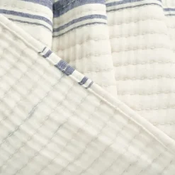 Quilts-Kirkland's Home Navy Pick Stitch Stripe Queen Quilt Blue/White