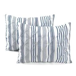 Comforters-Kirkland's Home Navy Pintuck Stripe Full/Queen 5-Pc. Comforter Set Blue/White