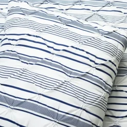 Comforters-Kirkland's Home Navy Pintuck Stripe King 5-Pc. Comforter Set Blue/White