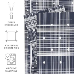 Duvets-Kirkland's Home Navy Plaid Polka Dot 2-Pc. Twin Duvet Cover Set Blue/White