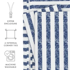 Duvets-Kirkland's Home Navy Rugged Stripe 2-Pc. Twin Duvet Cover Set Blue/White