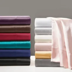 Bed Sheets-Kirkland's Home Navy Satin 6-Pc. Full Sheet Set Blue