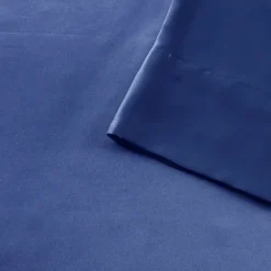 Bed Sheets-Kirkland's Home Navy Satin Standard 2-Pc. Pillow Case Set Blue