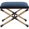 Benches & Ottomans-Kirkland's Home Navy Seat And Black Metal Ottoman Blue