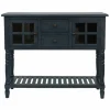 Console Tables-Kirkland's Home Navy Slatted Windowpane Console Table Blue